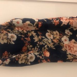 NAVY BLUE FLORAL PRINT HIGH-LOW DRESS